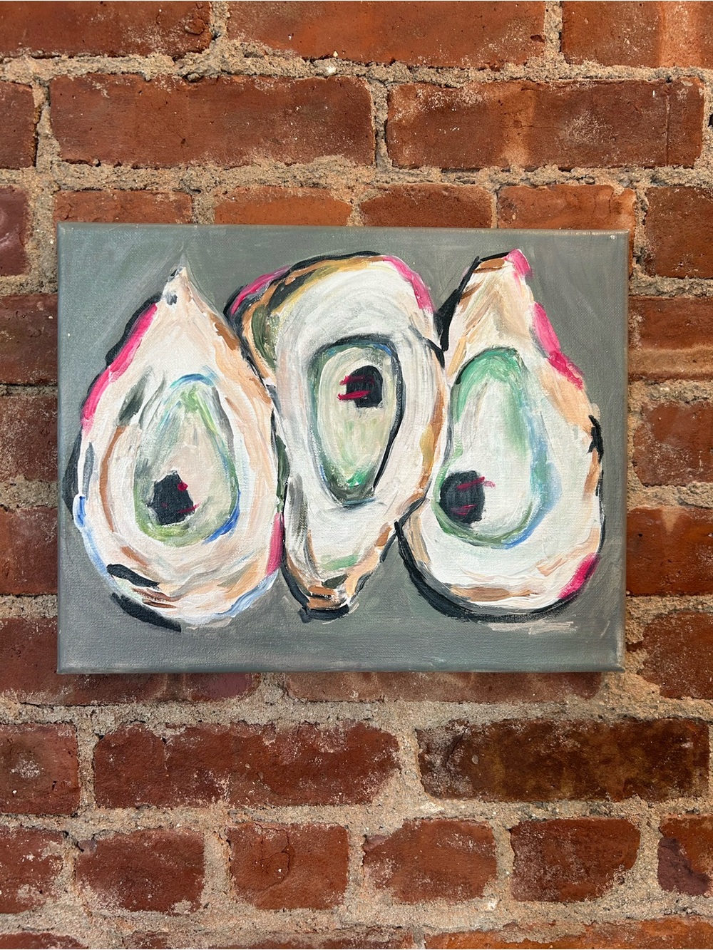 “Oysters or Avocados” Abstract Acric on Canvas 8x10in